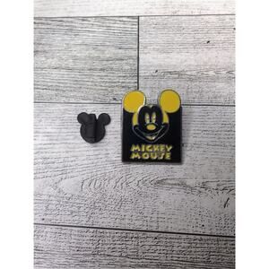 Mickey Mouse Walt Disney Silver Tone Metal Black & Neon Enamel Lapel Pin Pinback